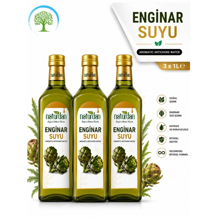 Naturdan Enginar Suyu 1Litre x 3 Adet - Enginar Özlü Aromatik Su 1000 ml