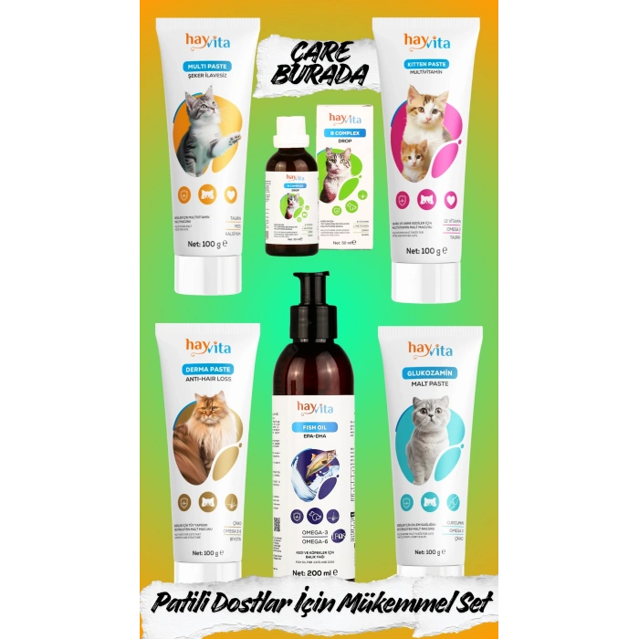 Patili Dost Seti (Balık Yağı, B Comlex Drop, Glukozamin & Multi & Anti Hair Loss & Kitten Paste)