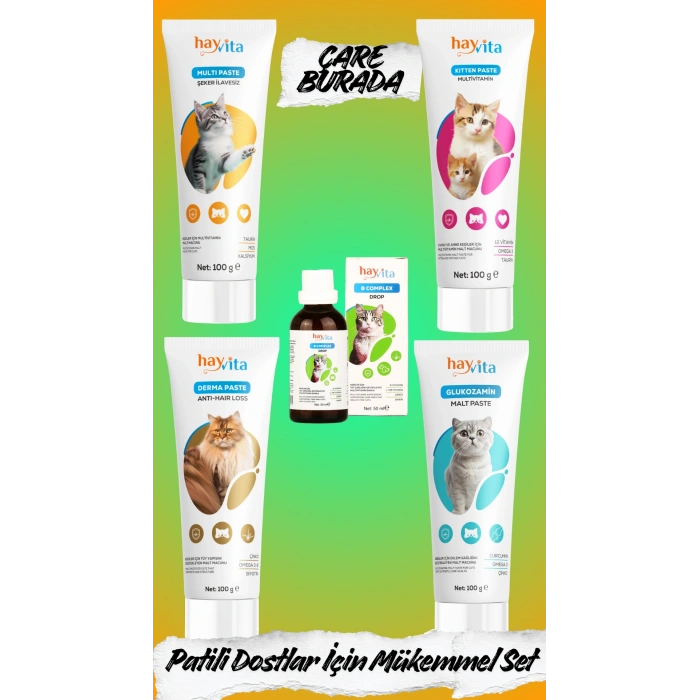 Patili Dost Seti (B Complex Drop, Glukozamin & Multi & Anti Hair Loss & Kitten Paste)
