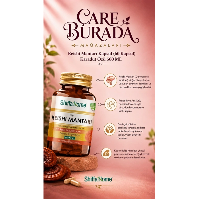 Reishi Mantarı Kapsül (60 Kapsül) & Karadut Özü 500 Ml