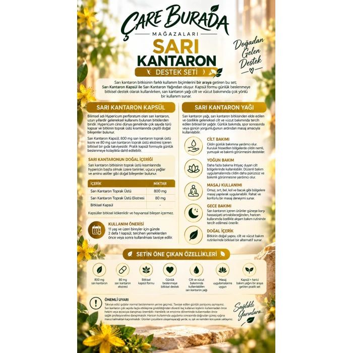 Sarı Kantaron Kapsül (60 Kapsül) + Sarı Kantaron Yağı 20 Ml (Haricen)