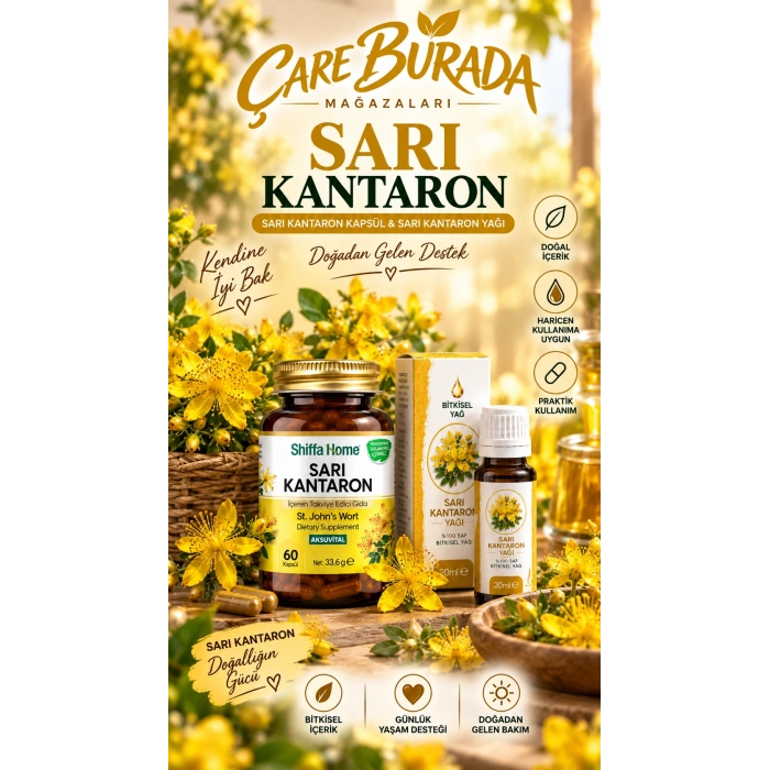 Sarı Kantaron Kapsül (60 Kapsül) + Sarı Kantaron Yağı 20 Ml (Haricen)