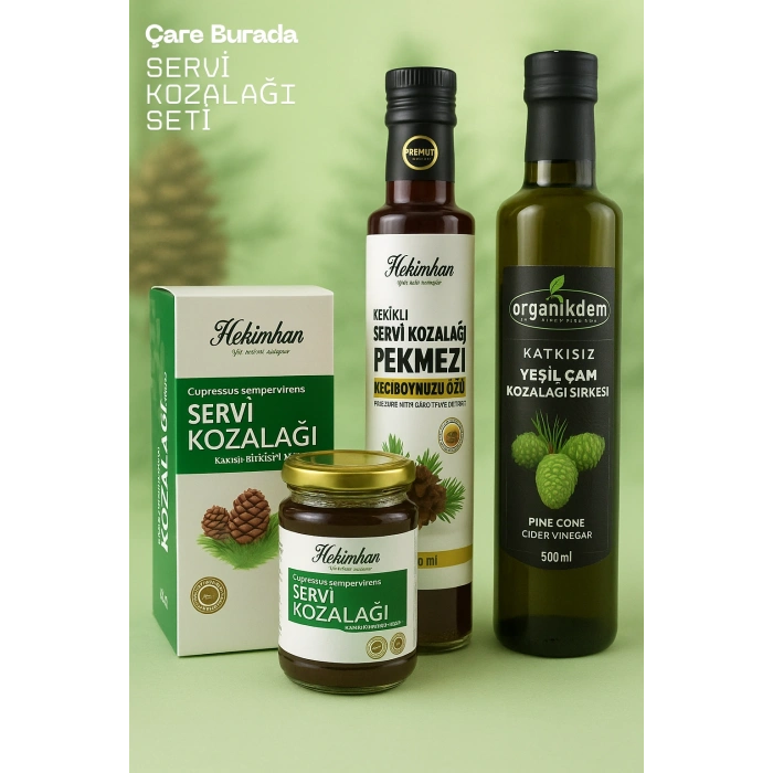 Servi Kozalağı Seti (Servi Kozalağı Macun + Kekik & Servi Kozalaklı Pekmez + Servi Kozalağı Sirke)