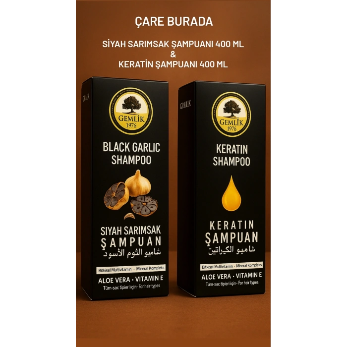 Siyah Sarımsak Şampuanı (400 Ml) + Keratin Şampuanı (400 Ml)
