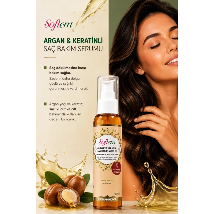 Softem Argan ve Keratinli Saç Bakım Serumu 125 ml | Argan & Keratin Formula
