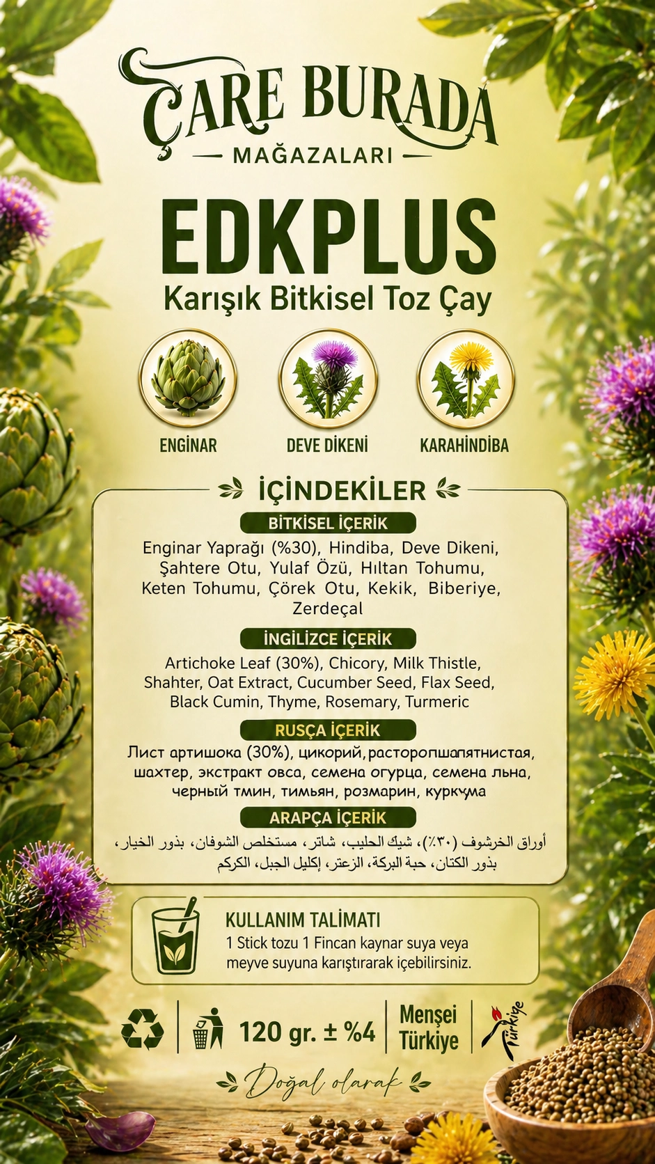 Dr. Bronos - EDKPLUS 30lu Stick Çay (Enginar & Devedikeni & Karahindiba)