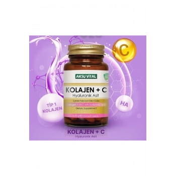 Kolajen + C Vitamini Hyaluronik Asit Aksuvital 900 Mg 90 Kapsül
