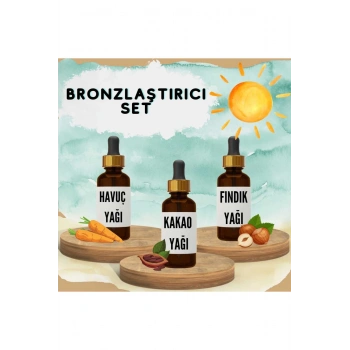 Bronzlaştırıcı Bitkisel Set Havuç Yağı 20 ml + Kakao Yağı 20 ml + Fındık Yağı 20 ml
