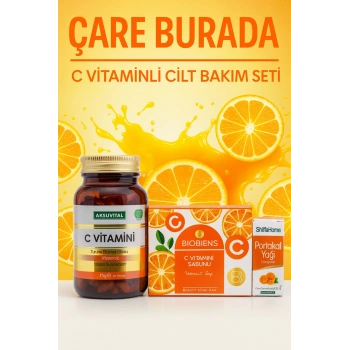 C Vitaminli Cilt Bakım Seti ( C Vitamini Kapsül & Portakal Yağı & C Vitamini Sabun)