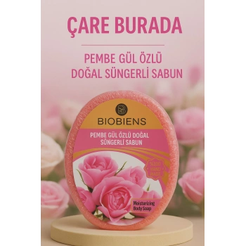 Biobiens - Pembe Gül Özlü Doğal Süngerli Sabun 135 gr