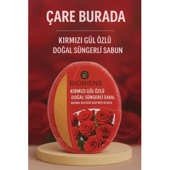 Biobiens - Kırmızı Gül Özlü Doğal Süngerli Sabun 135 gr
