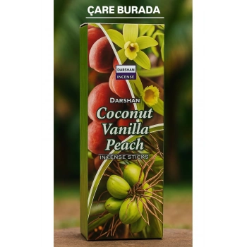 Darshan Incense - Coconut & Vanilla & Peach 20li Çubuk Tütsü (Hindistan Cevizi & Vanilya & Şeftali)