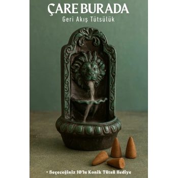 Aslan Geri Akış Tütsülük (Yeşil Renk) - (Seçeceğiniz 10lu Konik Tütsü Hediye)