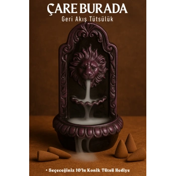 Aslan Geri Akış Tütsülük (Mor Renk) - (Seçeceğiniz 10lu Konik Tütsü Hediye)