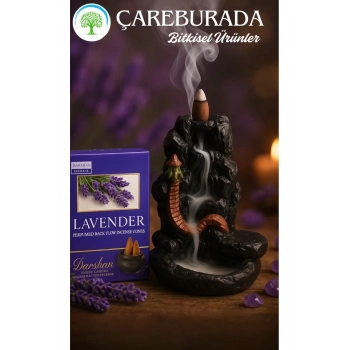 Darshan Lavanta Geri Akış Tütsüsü + Seramik Kayalık Şelale Tütsülük