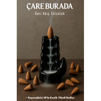 Siyah Basamaklı Geri Akış Tütsülük (Seçeceğiniz 10lu Konik Tütsü Hediye)