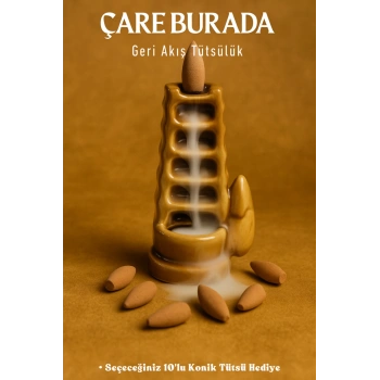 Sarı Basamaklı Geri Akış Tütsülük (Seçeceğiniz 10lu Konik Tütsü Hediye)