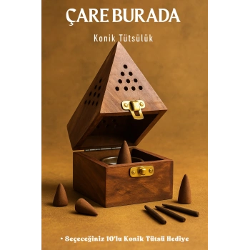 Ahşap Piramit Konik Tütsülük (Seçeceğiniz 10lu Konik Tütsü Hediye)