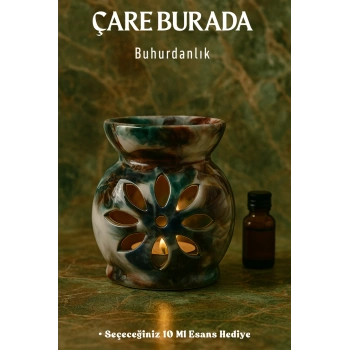 Karışık Mermer Desenli Buhurdanlık (Seçeceğiniz 10 Ml Esans Hediye)