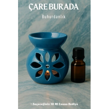 Mavi Renk Buhurdanlık (Seçeneğiniz 10 Ml Esans Hediye)