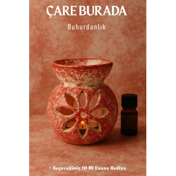 Kırmızı & Beyaz Renk Buhurdanlık (Seçeneğiniz 10 Ml Esans Hediye)