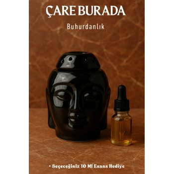 Siyah Parlak Buda Buhurdanlık (Seçeneğiniz 10 Ml Esans Hediye)