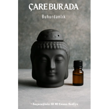 Mat Siyah Buda Buhurdanlık (Seçeneğiniz 10 Ml Esans Hediye)