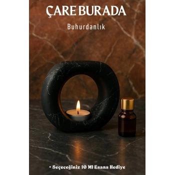 Siyah Renk Halka Buhurdanlık (Seçeneğiniz 10 Ml Esans Hediye)