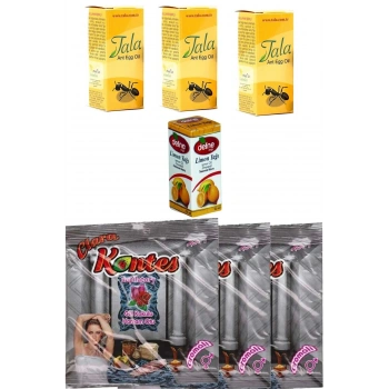 Aktarfan Unisex Vücut Bakım Seti 3 Adet Karınca Yumurta Yağı 3 Adet Hamam Tozu Tüy Dökücü 1 Lmn Yağı