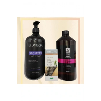 Jojoba özlü saç bakım yağı+ Saç Kremi 1lt + Keratin Şampuan 1 lt