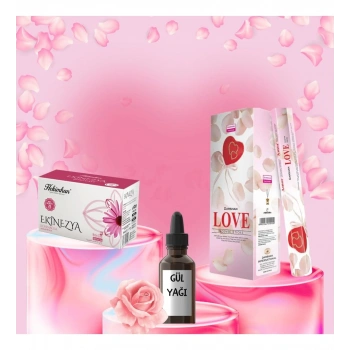 Sevgi Seti Love Tütsü 20 Çubuk + Gül Yağı 20 Ml + Ekinezya Çayı 20 Poşet