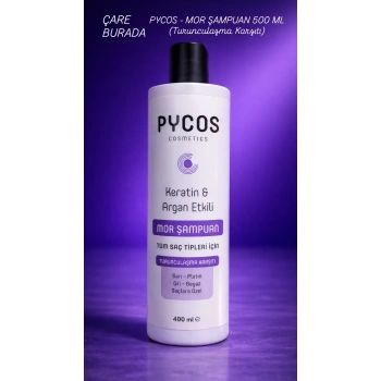 Pycos - Keratin & Argan Etkili Mor Şampuan 500 Ml (Turunculaşma Karşıtı)