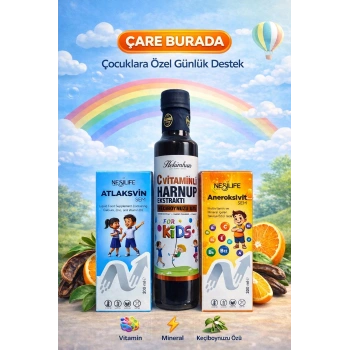 ÇareBurada Çocuklara Özel Günlük Destek Seti | Multivitamin + Kalsiyum D3 + C Vitaminli Harnup Pekmezi