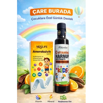 ÇareBurada Çocuklara Özel Günlük Destek Seti | Multivitamin + C Vitaminli Harnup Pekmezi