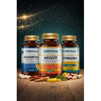 ÇareBurada Enerji Arkadaşları Set 1 Magnefull Magnezyum 60 tablet + Aksuvit 60 tablet + Spirulina 60 tablet