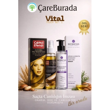 Vital Touch Set 1 - Cemil Efendi Naturel Saç Bakım Yağı 125 ml + Biobiens Argan & Keratin Saç Bakım Sütü