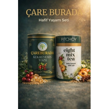 ÇareBurada Hafiflik Seti - ÇareBurada Kekreyemiş Tozu 8 g x 20 stick + Fıtchoy Eight Mix Tea 60 Poşet