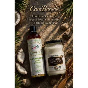 ÇareBurada Hindistan Cevizi Özlü Şampuan 400 ml + Katı Hindistan Cevizi Yağı 330 ml