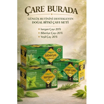 Günlük Rutin Destekleyen Çay Seti (Isırgan Çayı 20li & Yeşil Çay 20li & Biberiye Çayı 20li)