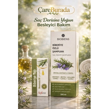 ÇareBurada Biberiye Özlü Şampuan 300 ml. & Biberiye Yağı 20 ml.