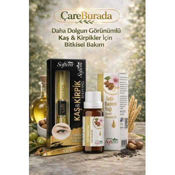 ÇareBurada Kaş&Kirpik Bakım Yağı 20 ml. + Tatlı Badem Yağı 20 ml. | Kaş Kirpik Bakım Seti