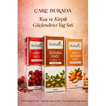 Kaş ve Kirpik Destekleyici Yağ Seti (Hint Yağı & Jojoba Yağı & Tatlı Badem Yağı)