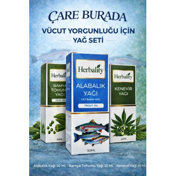 Vücut Yorgunluğu İçin Yağ Seti ( Bamya Tohumu Yağı & Alabalık Yağı & Kenewir Yağı)