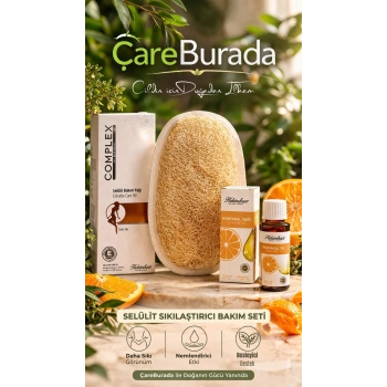ÇareBurada Selülit Bakım Seti | Portakal Yağı 20 ml. & Selülit Bakım Yağı 125 ml. & Kabak Lifi | Sıkılaştırıcı ve Nem Destekleyici Bakım