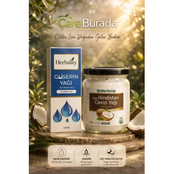ÇareBurada Gliserin Yağı 50 ml. & Hindistan Cevizi Yağı 150 gr. | Nem Destekleyici Bakım Seti