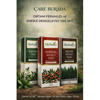 Ortam Ferahlığı ve Enerji Dengeleyici Yağ Seti (Defne Yağı & Sedir Ağacı Yağı & Sandal Ağacı Yağı)