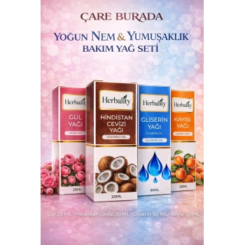 Yoğun Nem & Yumuşaklık Bakım Yağ Seti (Kayısı Yağı & Hindistan Cevizi Yağı & Gül Yağı & Gliserin)