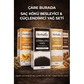 Saç Kökü Besleyici ve Güçlendirici Yağ Seti (Kabak Çekirdeği Yağı & Susam Yağı & Çörek Otu Yağı & Ceviz Yağı)