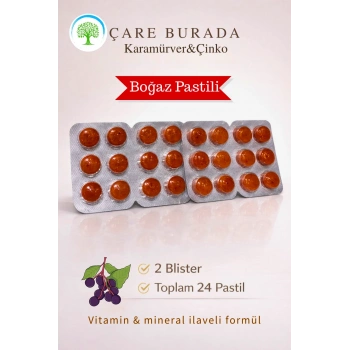 ÇareBurada Karamürver & Çinko Boğaz Pastili 24 Adet