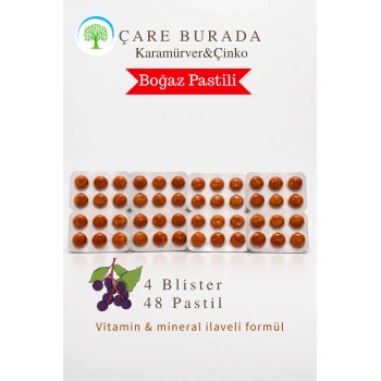 ÇareBurada Karamürver & Çinko Boğaz Pastili 48 Adet